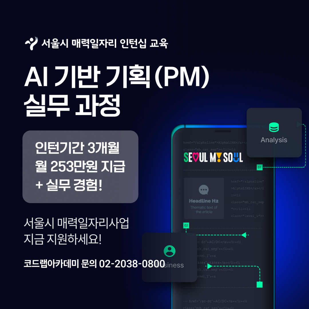 서울시(매력일자리) 인턴십 & 취업 연계형 AI 서비스 기획 마스터